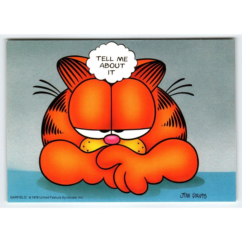 Vintage 1978 Garfield Postcard Jim Davis 'Tell Me About It' Comic Art